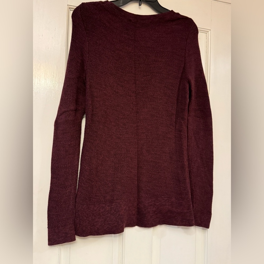 LOFT Deep Burgundy Crew Neck Sweater - Picture 2 of 6